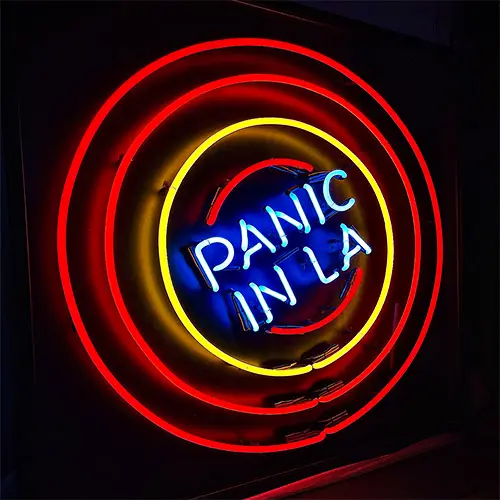 Custom logo neon , stage sign Panic in LA